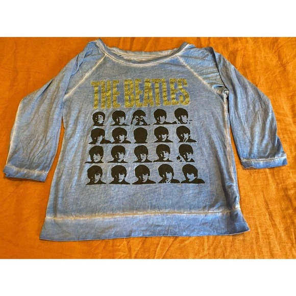 Apple Tops - Beatles Band T Shirt Lightweight Glitter Lettering 2013 Vintage 3/4 Sleeve sku53